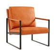 thumbnail image 2 of Tabaray Accent Chairs PU Leather Arm Chair with Extra Thick Padded Backrest and Seat Cushion, Orange, 2 of 3