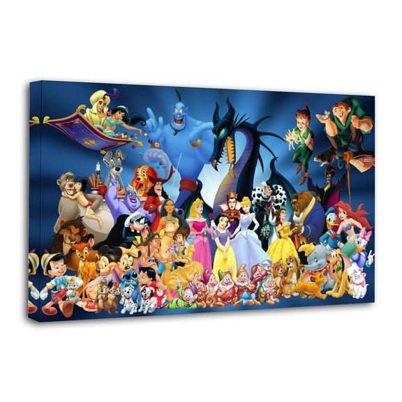 The Beast & Beauty Mickeys Minnies Characters Tangled Walt Artworks Canvas Poster Room Aesthetic Wall Art Prints Home Modern Decor Gifts 12x18inch(30x45cm)