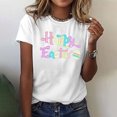 thumbnail image 2 of Bowake Chemise Easter pour Femmes, T-Shirt Graphique Œuf Mignon, Hauts Imprimés Lettres, Col Rond Décontracté, Manches Courtes, Cadeaux Easter, 2 of 3