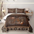 thumbnail image 2 of Erosebridal Bohemian Cowboy Boots Hat Quilt King,Rustic Horseshoe Texas Stars Pattern King Coverlet Set,3 Pieces, 2 of 7