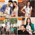 thumbnail image 7 of Pioneer Flower Floral Print Pattern Apron-Garden Aprons for Women with Pockets-Cotton Linen Waterproof Kitchen Cooking Gardening Aprons Adjustable for Kitchen,Cooking,BBQ and Salon 33x27 Inch, 7 of 7