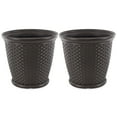 thumbnail image 1 of Suncast Sonora 22 Inch Resin Wicker Decorative Garden Planter, Java (2 Pack), 1 of 11