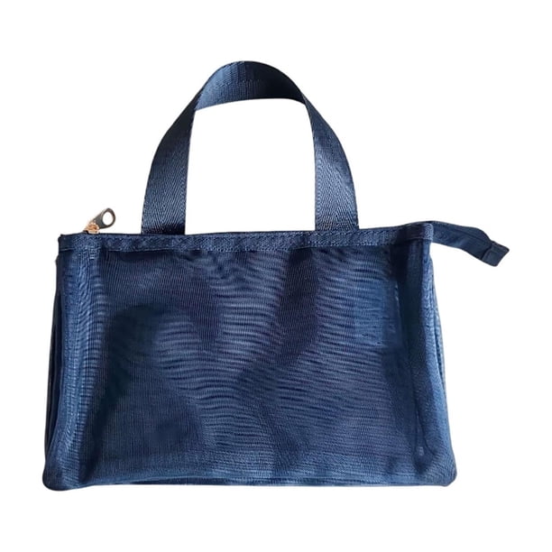 Neceser de viaje de malla con organizador portátil de malla de nailon para cosméticos y artículos de aseo. Bolsa de almacenamiento de secado rápido para la playa, el gimnasio o para viajes.