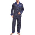 thumbnail image 2 of INSPIRAR CHIC Conjunto de Pijamas de 2 Piezas para Hombre, Camisa de Dormir con Botones, Patrón Casual, Talla XL, Azul Oscuro, 2 of 6