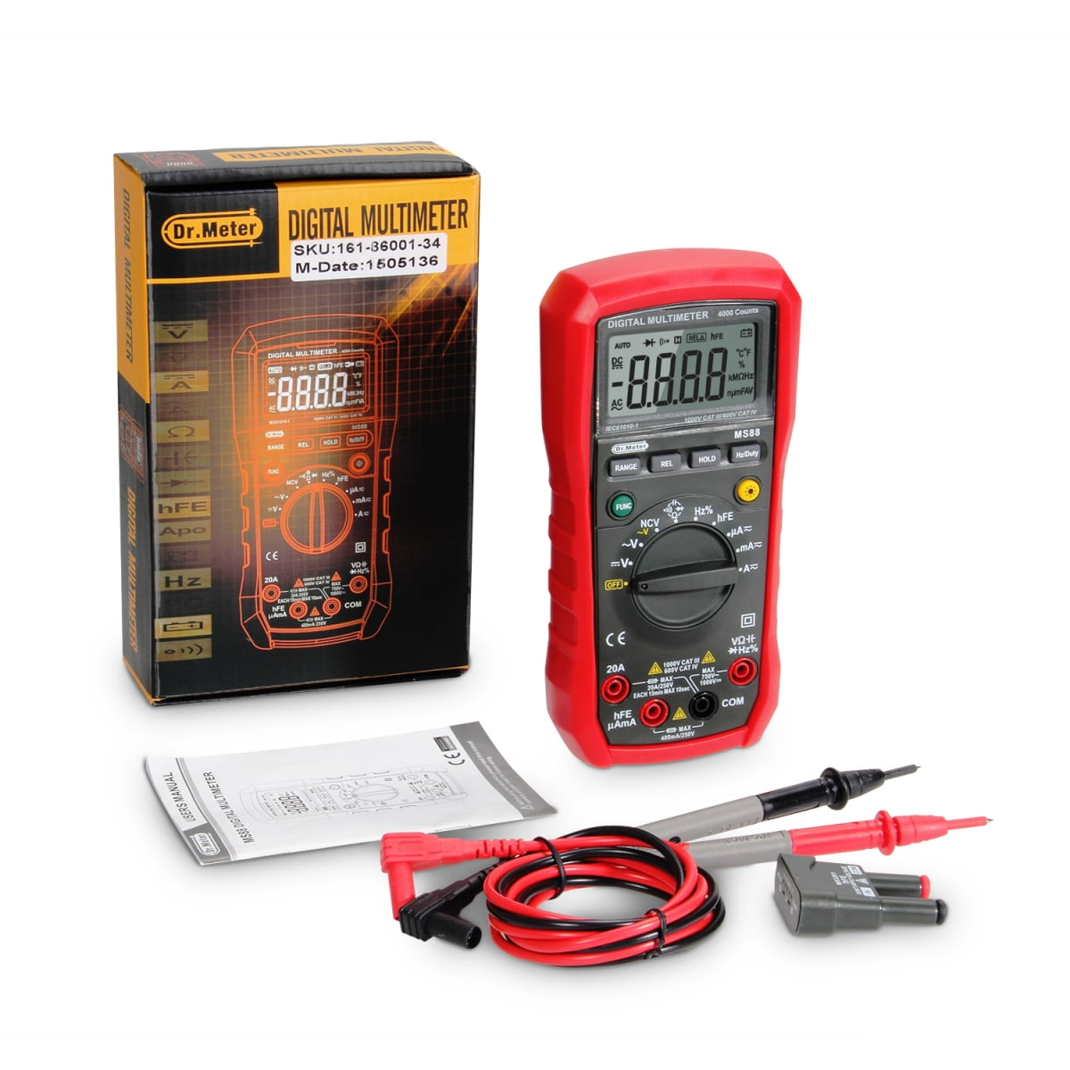 Dr.meter MS8211 Digital Multimeter Resistance Tester Handheld 2000 Counts AC/DC 
