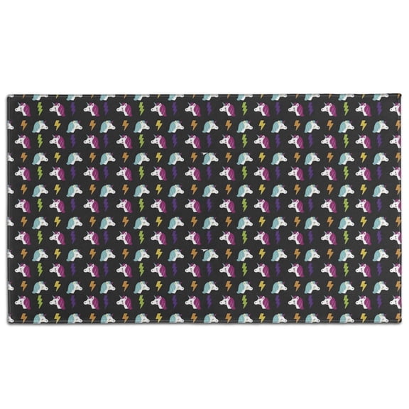 Black Cartoon Unicorn Lightning Pattern Door Rugs,Washable Non Slip Door Mats Indoor,Decorative Door Mats,Entry Mat Indoor for Entrance,Bedroom,Kitchen,Bathroom,17"x30"