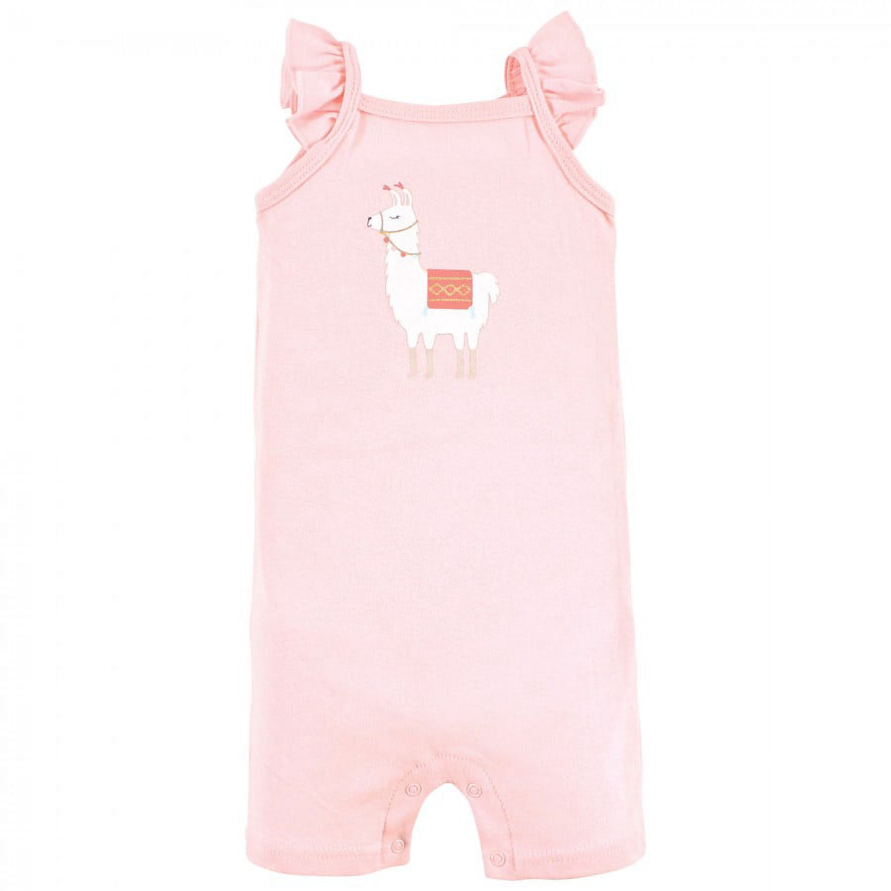 Hudson Baby Infant Girl Cotton Rompers, Llama, 0-3 Months