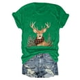 thumbnail image 6 of larppty Women Short Sleeve Christmas Reindeer Graphic Crew Neck T-Shirt (Green, 3XL), 6 of 6