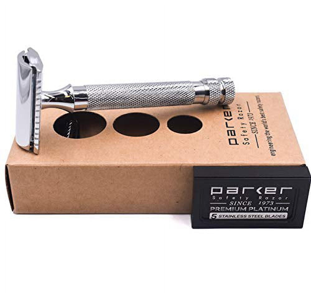 Parker 91R Super Heavyweight Double Edge Safety Razor & 5 Parker Premium Blades