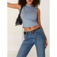 thumbnail image 2 of EYIIYE Débardeur Basique d'Été pour Femmes Sans Manches Col Montant Ajusté Mode Décontractée Mode Urbaine pour Adolescente, 2 of 9