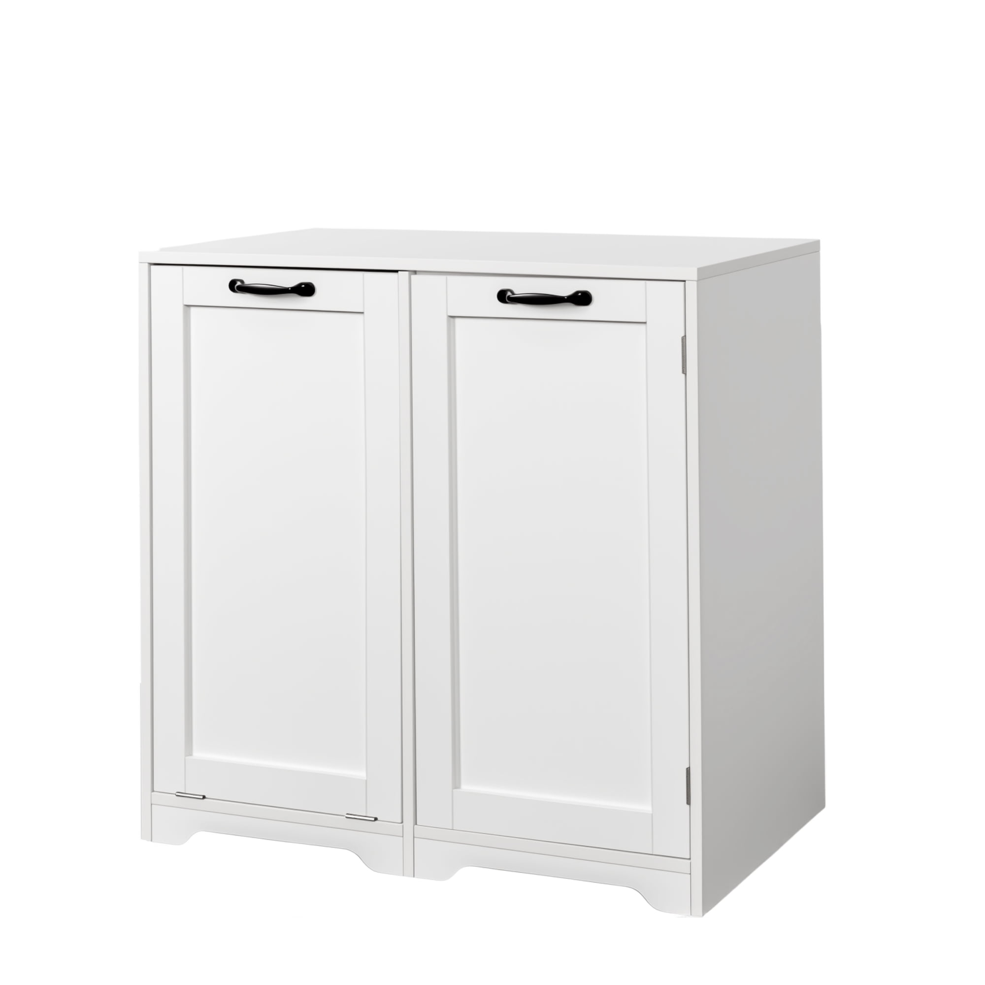 Mintazer Laundry Cabinet with Tilt Out Hamper & Doors, Bathroom Storage Cabinet with Adjustable Shelves, White