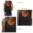 thumbnail image 4 of Camiseta sin mangas informal para mujer, decoración con botones, cuello redondo, transpirable, sin mangas, para verano, negro, L, 4 of 5