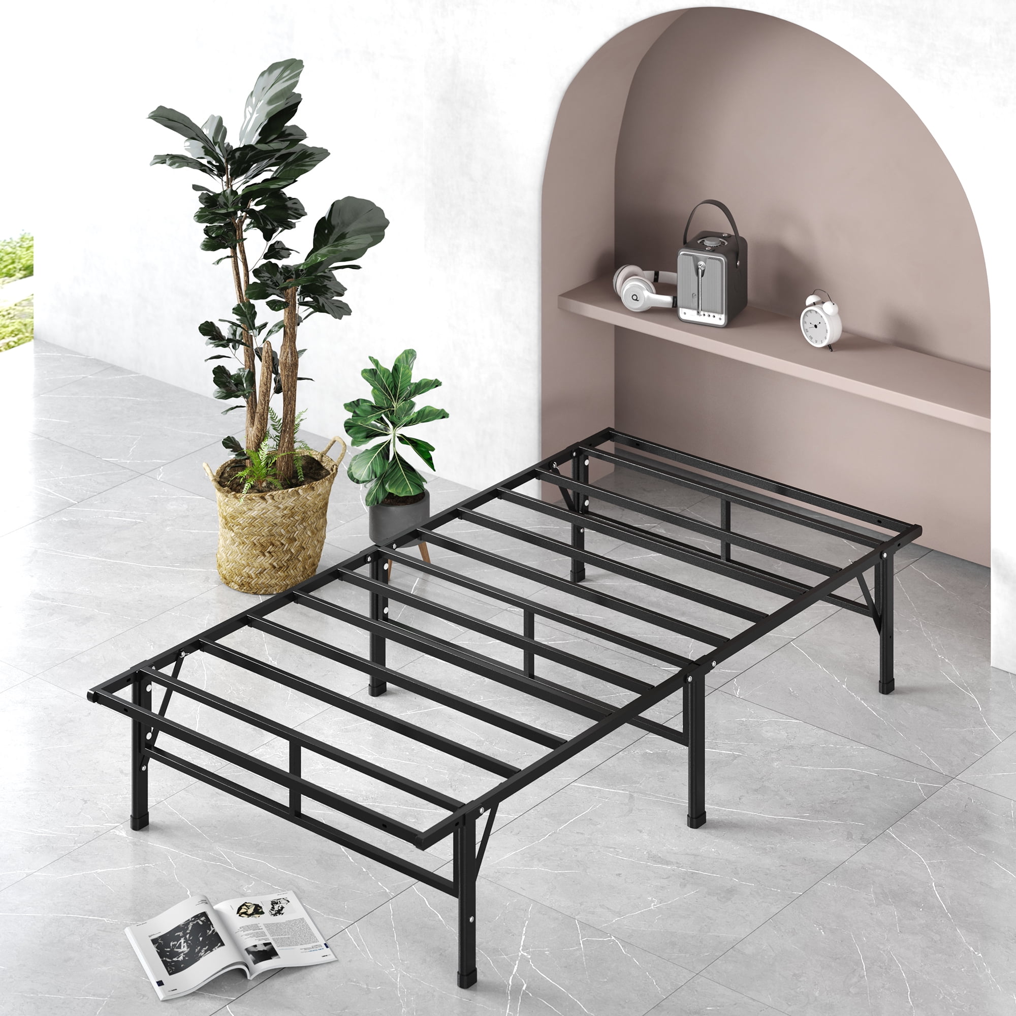 Platform Twin XL Size Bed Frame Metal Steel 14 Inch Home Bed Mattress Foundation 