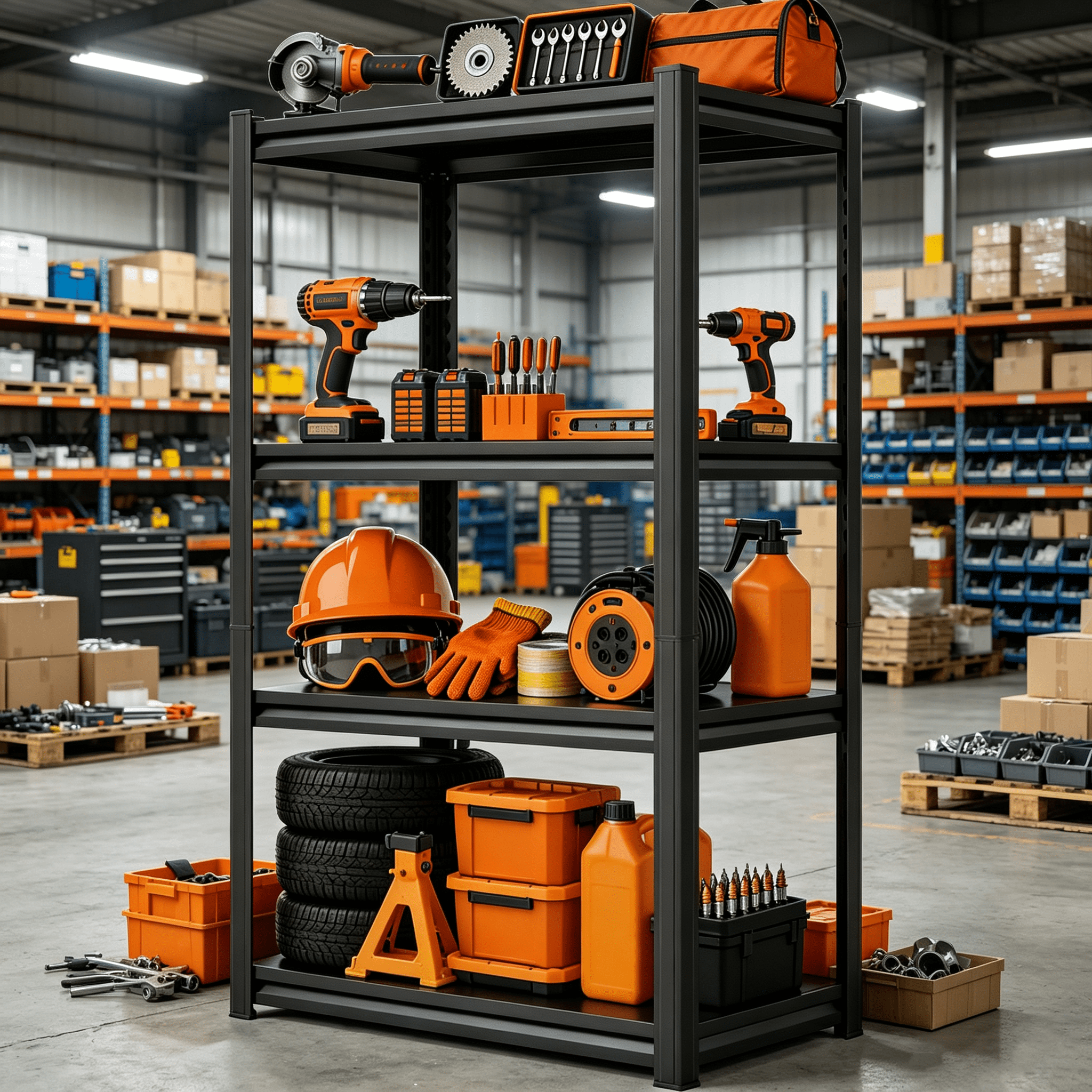 Heavy Duty Adjustable Metal Storage Shelving Unit, 1600 LBS Load Capacity Garage & Kitchen Utility Rack with Adjustable Shelves