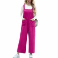 thumbnail image 2 of JURANMO Jumpsuits for Women Loose Wide Leg Bib Overalls Solid Casual Long Rompers Summer Casual One Piece Pants with Pockets Vacation Outfits Hot Pink L Lightning Sales of Today, 2 of 9
