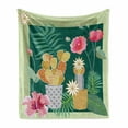 thumbnail image 1 of Cactus Soft Flannel Fleece Throw Blanket, Succulent Plants Hibiscus Flowers Palm Monstera Boho Foliage Art, Cozy Plush for Indoor and Outdoor Use, 50" x 70", Pale Orange Pink, by Ambesonne, 1 of 5