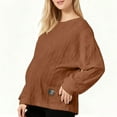 thumbnail image 6 of Zanarzt Maternity Work Clothes Womens Maternity Sweater Tops Casual Knit Crewneck Long Sleeve Fall Pullover Pregnancy Clothes Brown,S, 6 of 7