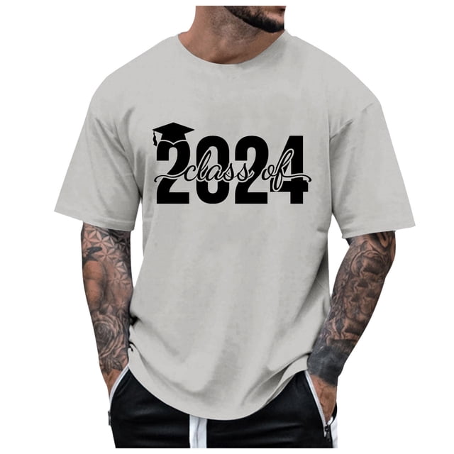toraway Vêtements d'Été pour Hommes T-Shirts Graphiques Vintage T-Shirt d'Été pour Hommes Campus Manches Courtes Col Rond Manches Courtes T-Shirt de Remise des Diplômes 2024 TTTG