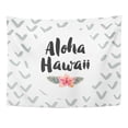 thumbnail image 1 of UFAEZU Tropical Pink Plumeria Flower and Message Aloha Hawaii On The with Gray Ticks Wall Art Hanging Tapestry Home Decor for Living Room Bedroom Dorm 51x60 inch, 1 of 2