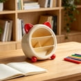 thumbnail image 4 of CHENjy Cute Ear Shape Pen Holder for Desk, Multi Grid Desk Organizer for Office and Home, Slanted Pencil Storage Cup, Red, 4 of 6