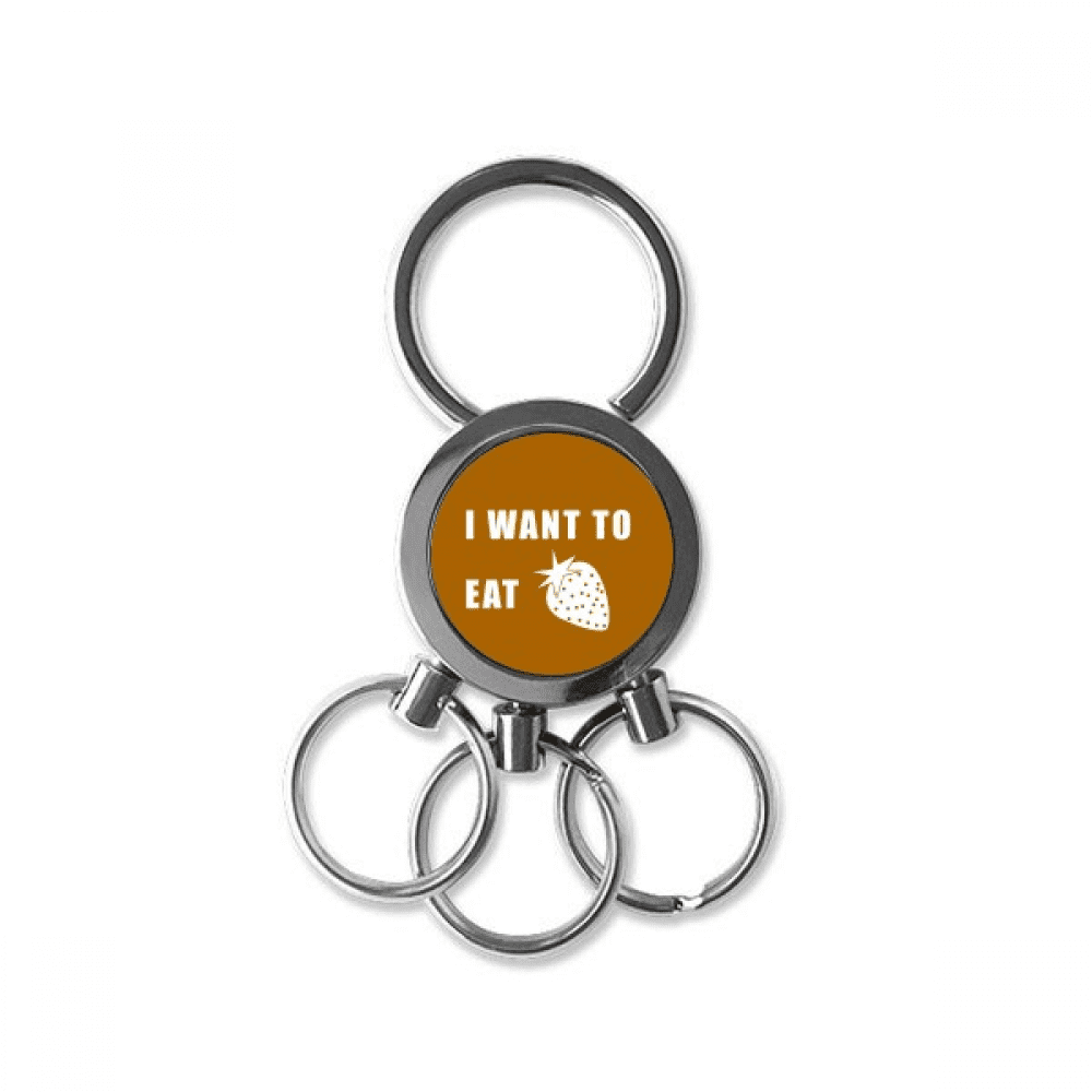Eat Strawberry Desire Life Stainless Steel Metal Key Holder Chain Ring Keychain