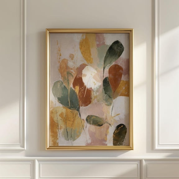 Earth Tone Leaf Wall Art Print Sage Terracotta Decor