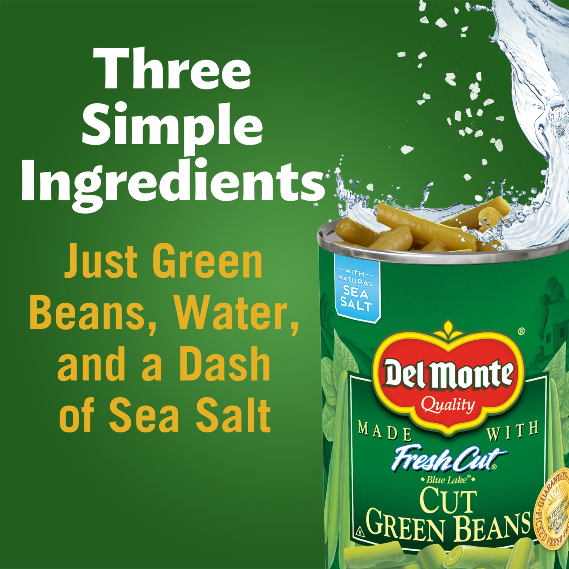 (6 pack) Del Monte Blue Lake Cut Green Beans, Canned Vegetables, 50 oz Can