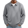 thumbnail image 2 of LYSMORA Men's Collared V Notch Ribbed Knit Sweater Long Sleeve Pullover Top for Daily Commute City Stroll Weekend Casual Outing, 2 of 5