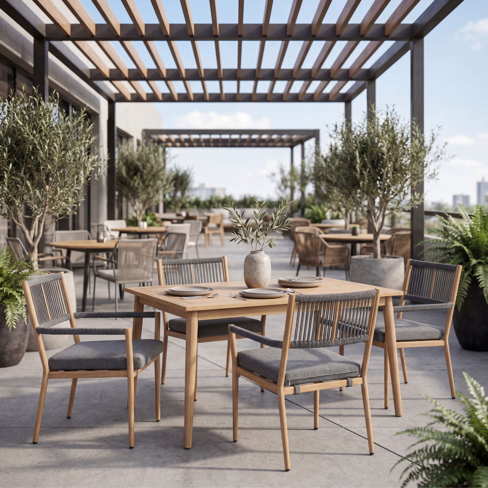 Dayalane Outdoor Dining Chairs Set of 2, Rope Rattan Patio Chairs with Cushions & Armrests, Weather-Resistant Metal Frame for Patio, Balcony/Bistro, Dark Grey