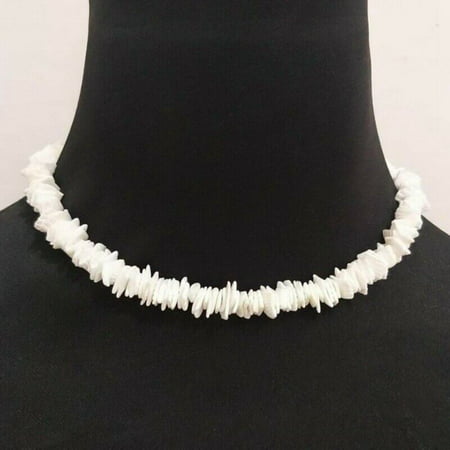 AkoaDa Women White Conch Clam Chips puka Shell Necklace Collar Choker Silver