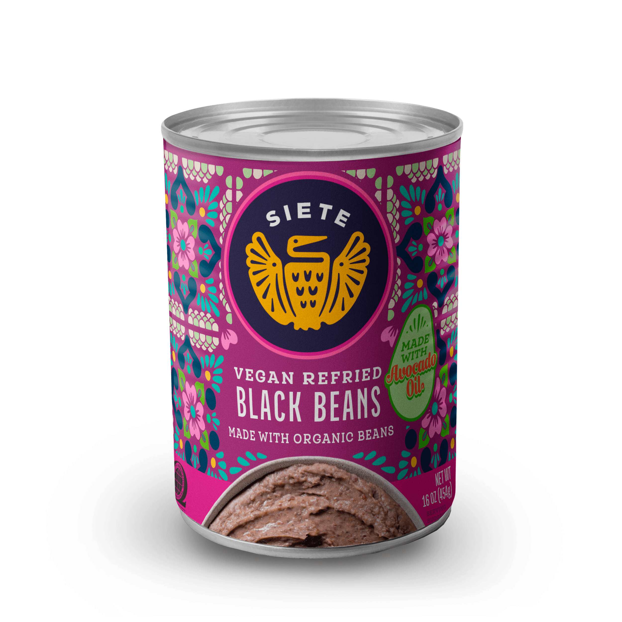 Siete Family Foods, Canned Refried Black Beans, 16 oz