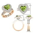 thumbnail image 3 of Dazzlingrock Collection 8mm Heart Peridot & Round White Diamond Double Halo Engagement Ring Set for Women (0.65 ctw, Color I-J, Color I1-I2) in 18K Rose Gold, Size 5, 3 of 5