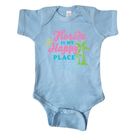 

Inktastic Florida is My Happy Place with Palm Trees Gift Baby Boy or Baby Girl Bodysuit