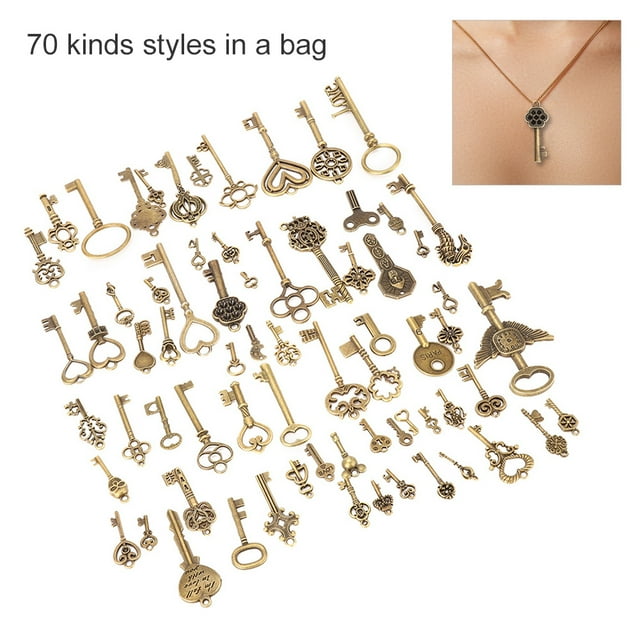 Decoración para llaves de bronce, colgantes artesanales Vintage DIY, materiales para ropa (estilos de 70 Uds.)