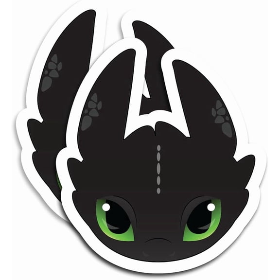 Cute Black Dragon Sticker 2-Pack, Fantasy Dragon Face Decal for Laptop, Water Bottle, Car, & Window (3" x 2.6")