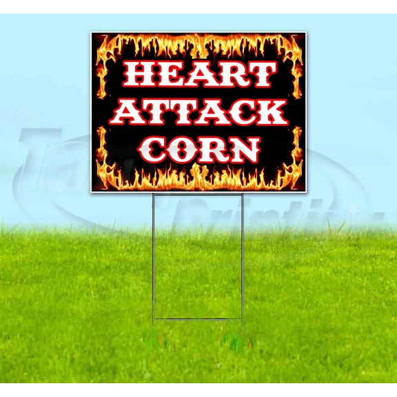 Heart Attack Corn (18" x 24") Yard Sign, Includes Metal Step Stake