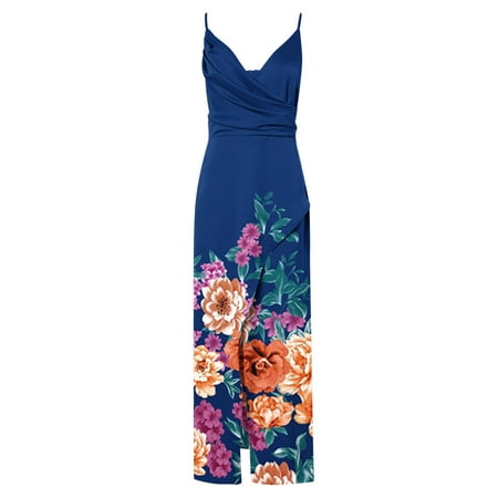 

Dresses for Women Black Dress Elegant Women s Fashion Sleeveless Printed V-Neck Ladies Camies Zipper Vest Long Dress Summer Savings Clearance 2022 Dresses for Women Midi Dresses for Women Blue M