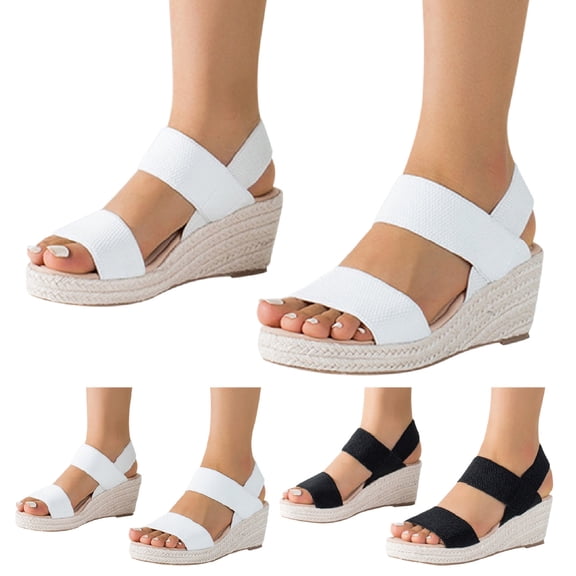 Vedolay Cute Sandals Women's Platform Casual Ankle Strap Wedge Comfortable Sandals,Black 4.5