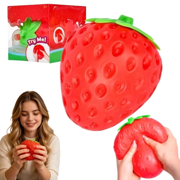 LINYSH Squeezy Strawberry Squishy Stress Toy, 2.8" Slow Rising Anxiety Relief Fidget Toy Soft Squeezy Strawberry Sensory Toy