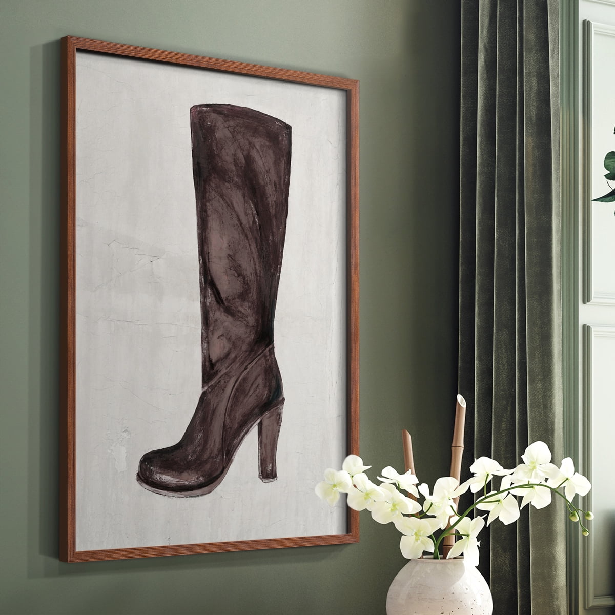 The Shoe Fits III V1 Framed Print in Brown Solid Wood Framed Print No Nail Hanging