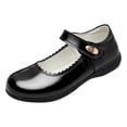 thumbnail image 4 of FINALGANG Kids Girls Adjustable Strap Scalloped Glossy Mary Jane Shoes Soft Flat Sole Formal School Uniform Dress Leather Shoes Trendy Shoes 9-9.5 Years, 4 of 5