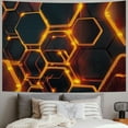 thumbnail image 2 of Autua Hexagonal Shapes Beeple Futuristic Tapestry Wall Hanging Unique Style Graphic Tapestries Home Wall Decor Art for Living Room Bedroom Apartment Farmhouse Dorm 60x50inch, 2 of 6