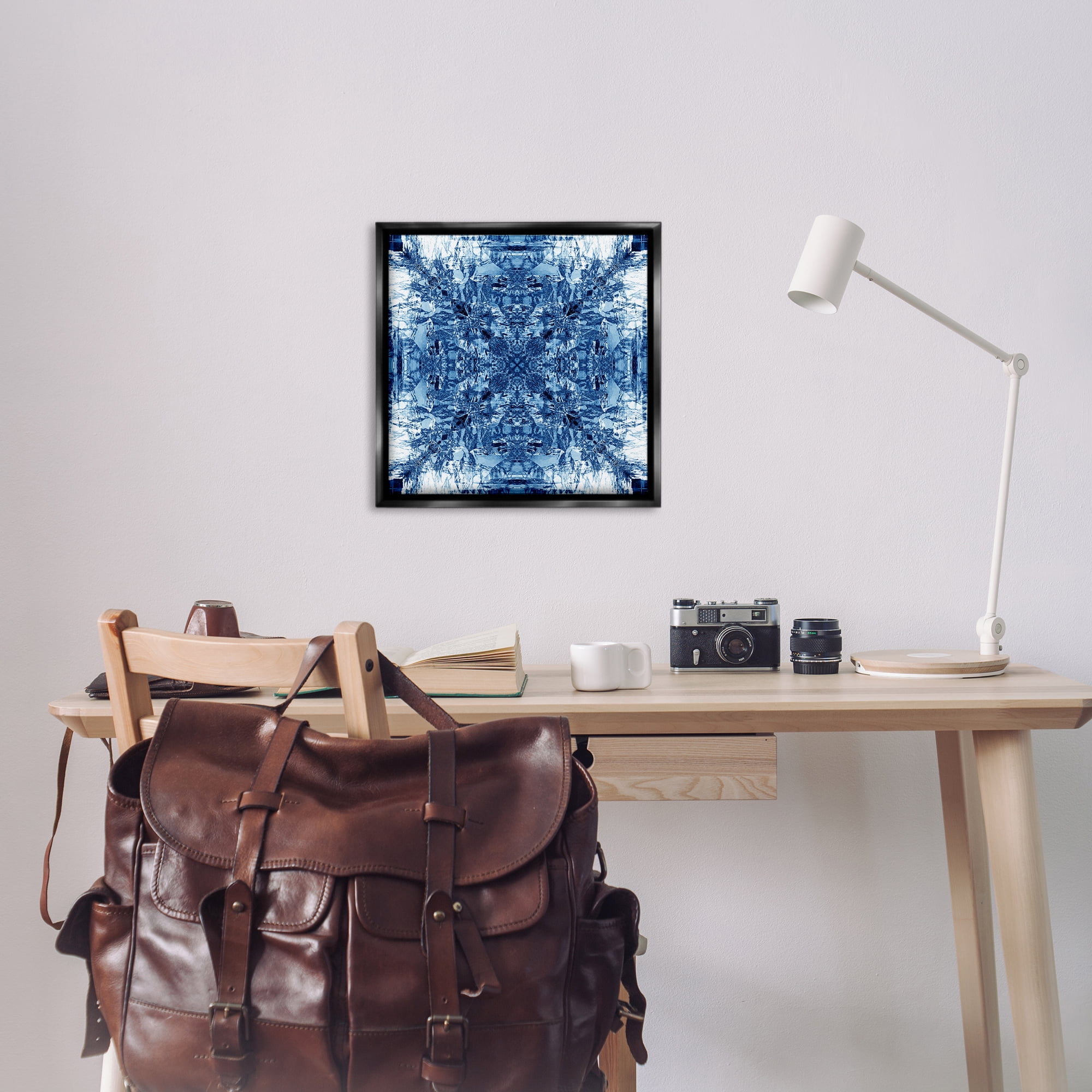 Stupell Industries Mosaic Pattern on White Abstract Painting Black Floater Framed Canvas Art Print Wall Art, 25 x 25