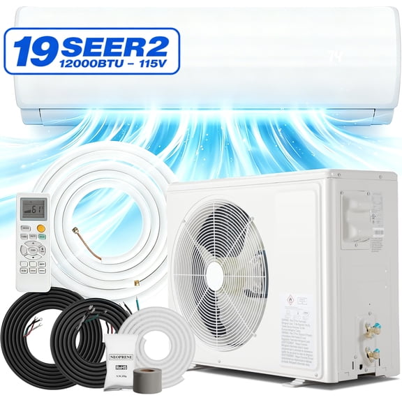 Nepsam 12000 BTU Mini Split Air Conditioner 19 SEER2 115V Inverter AC, Wall Mounted Heating Cooling System, 750 Sq. Ft, Turbo Self-Cleaning for Home Bedroom