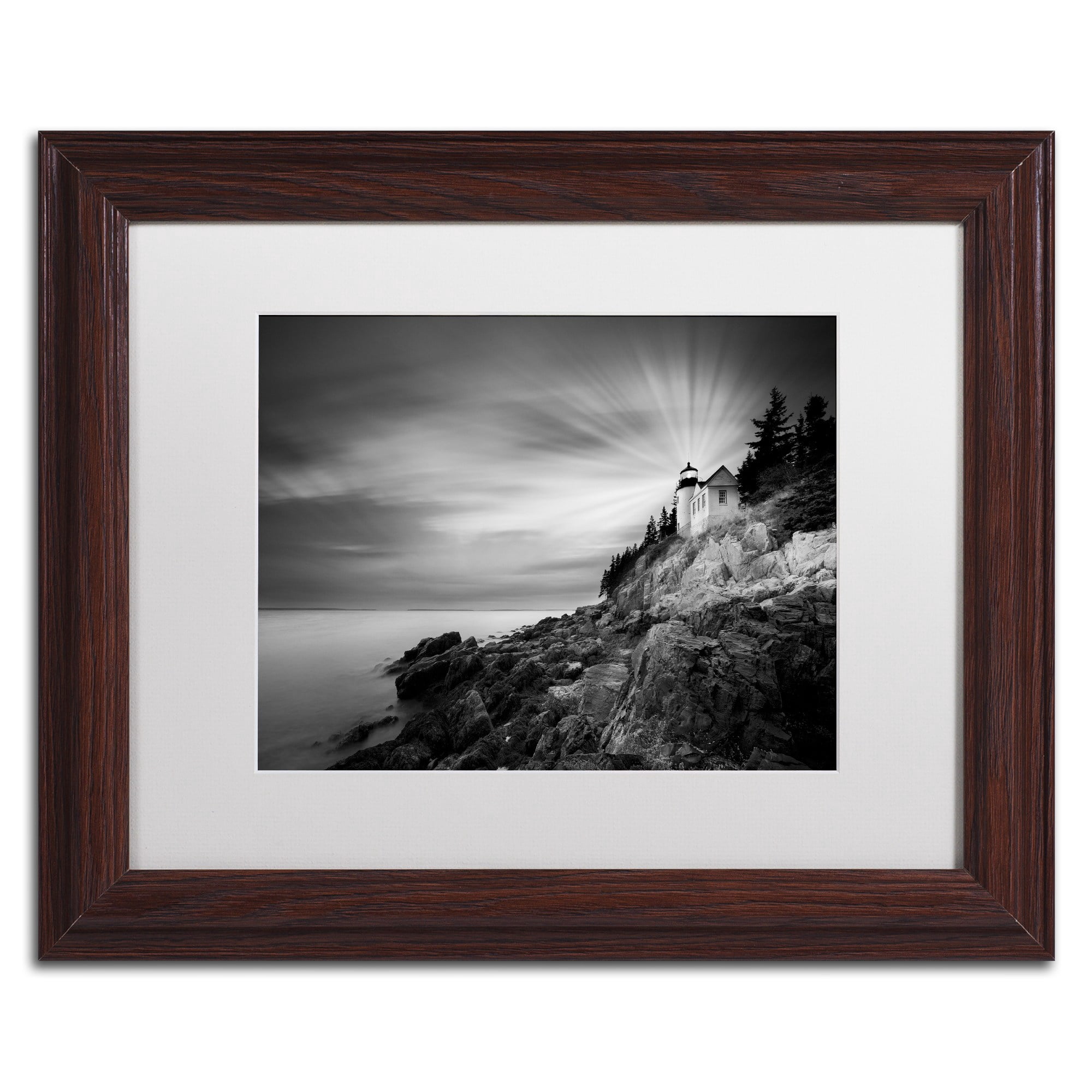 Moises Levy 'Bass Harbor Lighthouse' Matted Framed Art