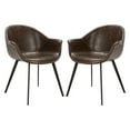 thumbnail image 2 of SAFAVIEH Dublin Mid Century Modern Leather Dining Tub Chair, Brown, Set of 2, 2 of 10