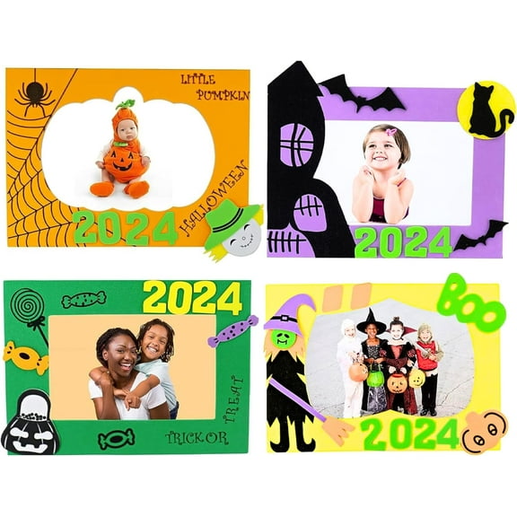 4E’s Novelty Halloween Picture Frame Craft Kit for Kids – 12 pcs 2024 Dated Foam Photo Frames, DIY Photo Frame for Kids, Fall Craft for Kids