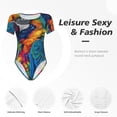thumbnail image 4 of Balery Vibrant Rainbow Parrot Fantasy Body de cuello redondo de manga corta para mujer Tops de manga corta Tops básicos-X-Large, 4 of 7