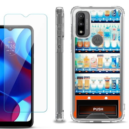 Shockproof Bumper Phone Case for Motorola Moto G Pure with Tempered Glass Screen Protector by OneToughShield ® - Vending Machine
