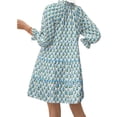 thumbnail image 4 of Floral Print Loose Long Sleeved Women V-neck Ruffle Tassel Mini Dress, 4 of 7